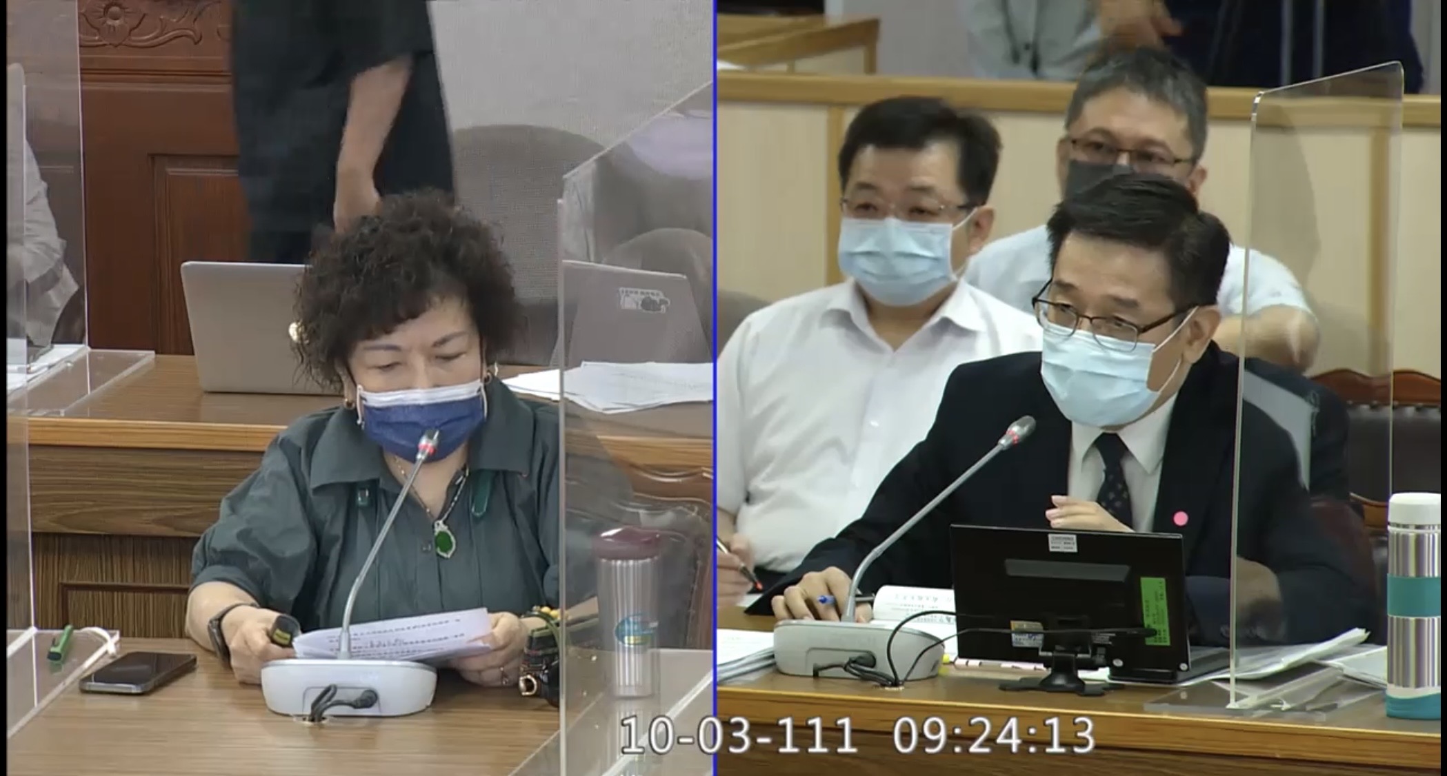 圖片說明:游毓蘭(左)於立法院司法委員會質詢法務部長蔡清祥(右)。(圖/翻攝自國會頻道)