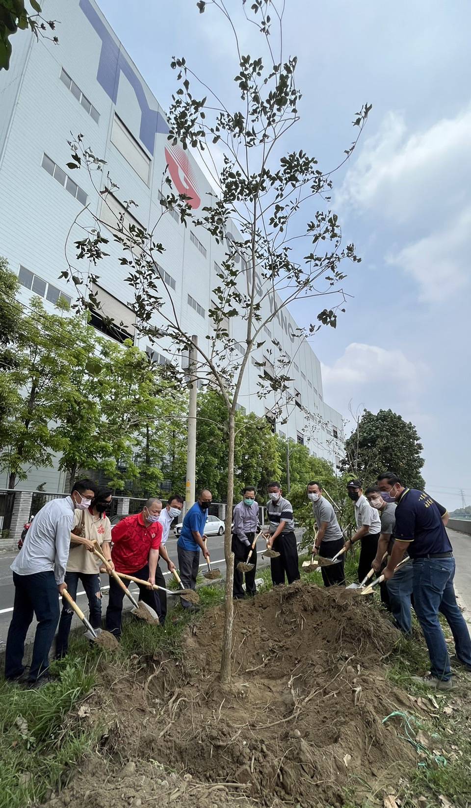 和順工業區廠協會補植花旗木、黃花風鈴木 為山海圳綠道添綠意