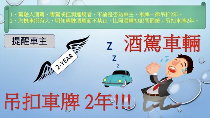 車主照過來！酒駕新法吊扣車牌2年及連坐罰　保大警強力宣導遏止酒駕